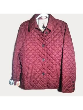 Burberry Brit Copford Quilted Women's Jacket Burgundy Plaid Lining - Size XL